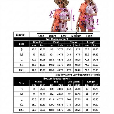 Women's 2 Piece Vacation Outfit Color Block Leaf Print Button Down Shirt & Drawstring Shorts Set