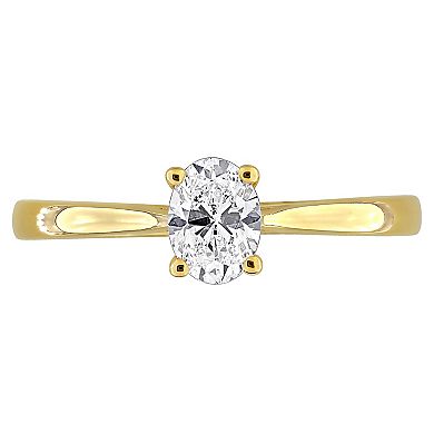 Stella Grace Sterling Silver 1/2 Carat T.W. Lab-Grown Diamond Oval-Cut Engagement Ring
