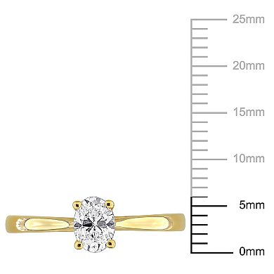 Stella Grace Sterling Silver 1/2 Carat T.W. Lab-Grown Diamond Oval-Cut Engagement Ring