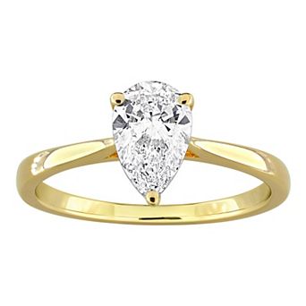 Stella Grace Gold Tone Over Silver 1 Carat T.W. Lab-Grown Diamond Pear-Cut Solitaire Ring