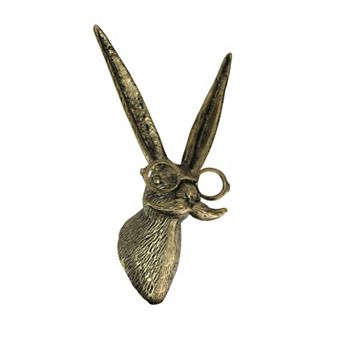 Gold Hare Head Wall Hanging Whimsical Decor with Glasses and Mustache