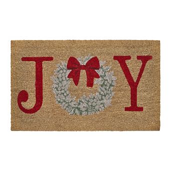 VCNY Home Joy Holiday Wreath Outdoor Coir Doormat