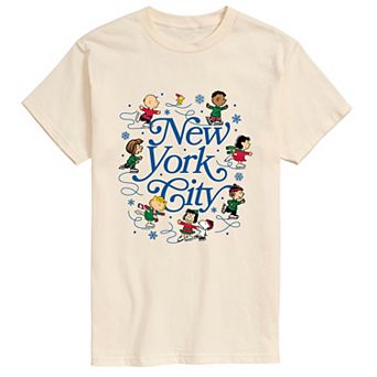 Men's Peanuts New York City Ice Skating Christmas Short Sleeve Graphic Tee