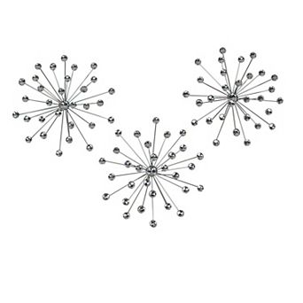 Jeweled 3D Bursting Star Wall Sculpture Set Of 3