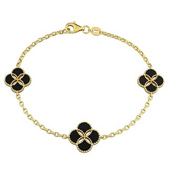 Stella Grace Sterling Silver Black Agate Station Bracelet