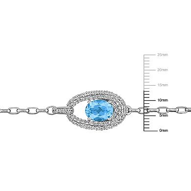 Stella Grace Sterling Silver Sky Blue Topaz & White Topaz Link Bracelet