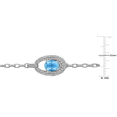 Stella Grace Sterling Silver Sky Blue Topaz & White Topaz Link Bracelet