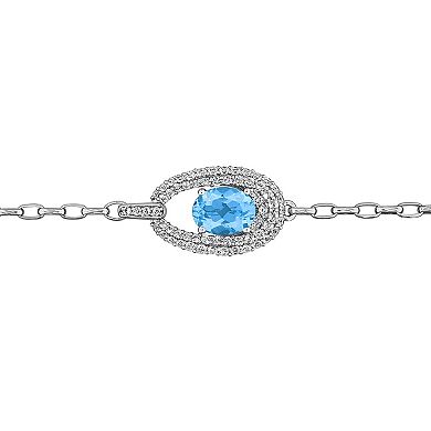 Stella Grace Sterling Silver Sky Blue Topaz & White Topaz Link Bracelet