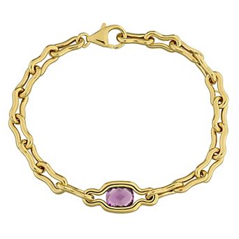 Stella Grace Sterling Silver Amethyst Link Bracelet
