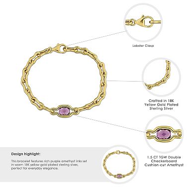 Stella Grace Sterling Silver Amethyst Link Bracelet