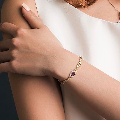 Stella Grace Sterling Silver Amethyst Link Bracelet
