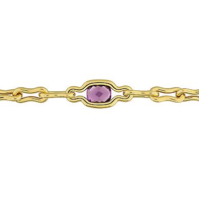 Stella Grace Sterling Silver Amethyst Link Bracelet