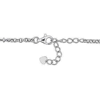 Stella Grace Sterling Silver Amethyst & White Topaz Station Bracelet