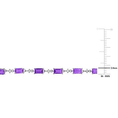 Stella Grace Sterling Silver Amethyst & White Topaz Station Bracelet