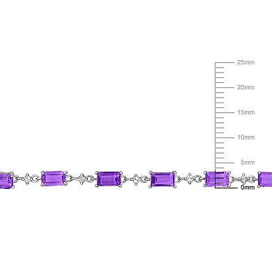 Stella Grace Sterling Silver Amethyst & White Topaz Station Bracelet