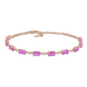 Stella Grace Sterling Silver Lab-Created Pink & White Sapphire Station Bracelet