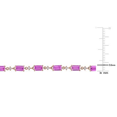 Stella Grace Sterling Silver Lab-Created Pink & White Sapphire Station Bracelet