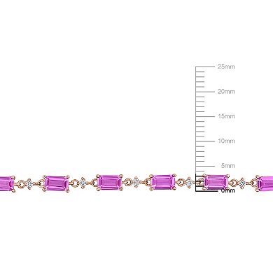 Stella Grace Sterling Silver Lab-Created Pink & White Sapphire Station Bracelet