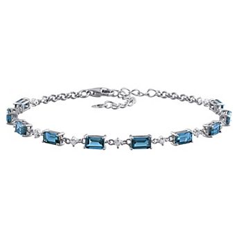 Stella Grace Sterling Silver London Blue Topaz & White Topaz Station Bracelet