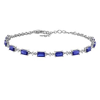 Stella Grace Sterling Silver Lab-Created Sapphire Station Bracelet