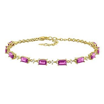 Stella Grace Sterling Silver Rhodolite & White Topaz Station Bracelet