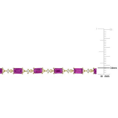 Stella Grace Sterling Silver Rhodolite & White Topaz Station Bracelet