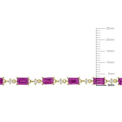 Stella Grace Sterling Silver Rhodolite & White Topaz Station Bracelet