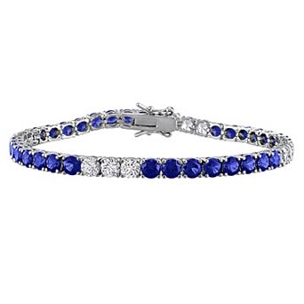 Stella Grace Sterling Silver Lab-Created Sapphire Tennis Bracelet