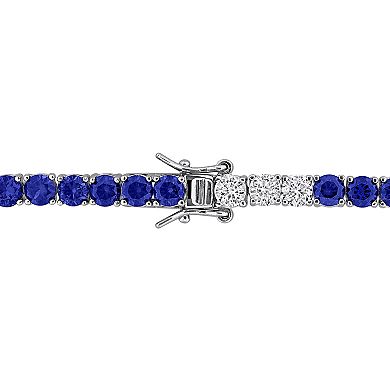 Stella Grace Sterling Silver Lab-Created Sapphire Tennis Bracelet