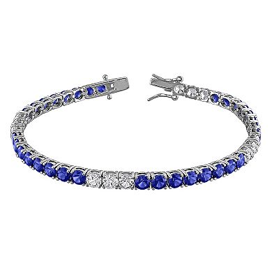 Stella Grace Sterling Silver Lab-Created Sapphire Tennis Bracelet