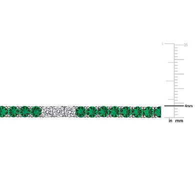 Stella Grace Sterling Silver Lab-Created Emerald & Lab-Created White Sapphire Tennis Bracelet