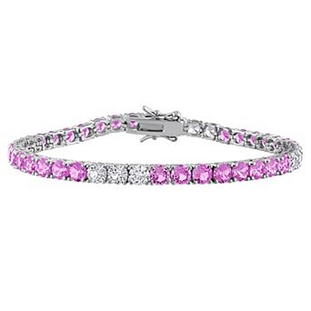 Stella Grace Sterling Silver Lab-Created Pink & White Sapphire Tennis Bracelet