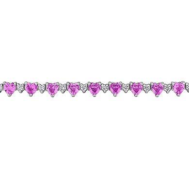 Stella Grace Sterling Silver Lab-Created Pink & White Sapphire Heart Bracelet