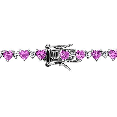 Stella Grace Sterling Silver Lab-Created Pink & White Sapphire Heart Bracelet