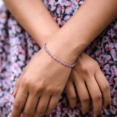 Stella Grace Sterling Silver Lab-Created Pink & White Sapphire Heart Bracelet