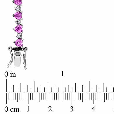Stella Grace Sterling Silver Lab-Created Pink & White Sapphire Heart Bracelet