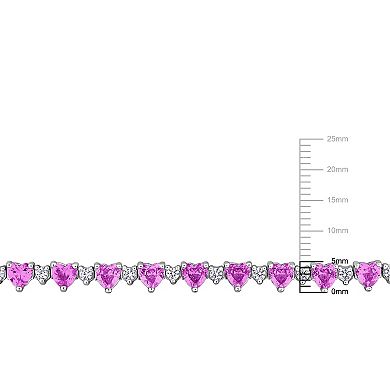 Stella Grace Sterling Silver Lab-Created Pink & White Sapphire Heart Bracelet