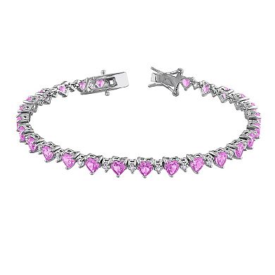 Stella Grace Sterling Silver Lab-Created Pink & White Sapphire Heart Bracelet