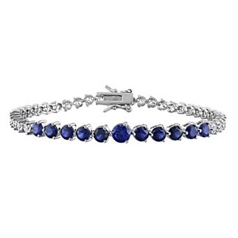 Stella Grace Sterling Silver Lab-Created Blue & White Sapphire Tennis Bracelet