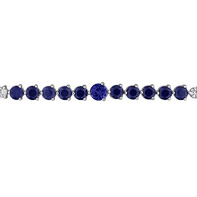 Stella Grace Sterling Silver Lab-Created Blue & White Sapphire Tennis Bracelet