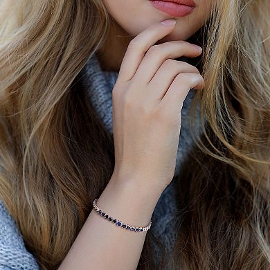 Stella Grace Sterling Silver Lab-Created Blue & White Sapphire Tennis Bracelet