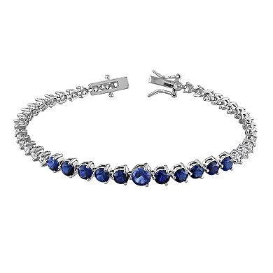 Stella Grace Sterling Silver Lab-Created Blue & White Sapphire Tennis Bracelet