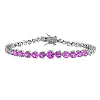 Stella Grace Sterling Silver Lab-Created Pink & White Sapphire Tennis Bracelet