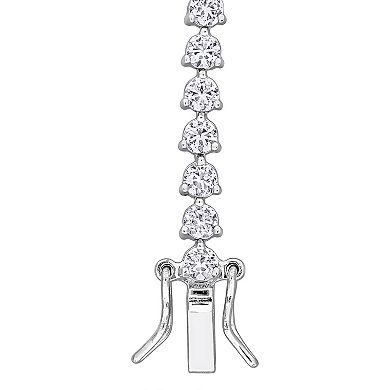 Stella Grace Sterling Silver Lab-Created Emerald & Lab-Created White Sapphire Graduated Tennis Bracelet