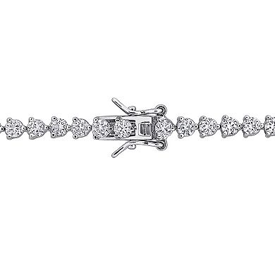 Stella Grace Sterling Silver Lab-Created Emerald & Lab-Created White Sapphire Graduated Tennis Bracelet