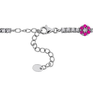 Stella Grace Sterling Silver Lab-Created Ruby & Lab-Created White Sapphire Tennis Bracelet