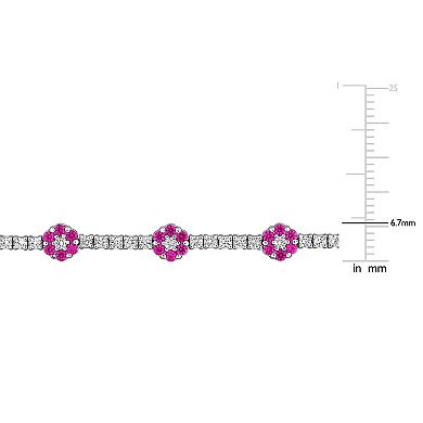 Stella Grace Sterling Silver Lab-Created Ruby & Lab-Created White Sapphire Tennis Bracelet