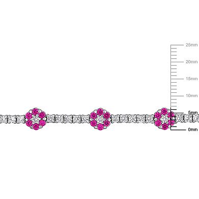Stella Grace Sterling Silver Lab-Created Ruby & Lab-Created White Sapphire Tennis Bracelet