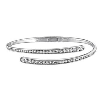 Stella Grace Sterling Silver Lab-Created White Sapphire Wrap Bangle Bracelet