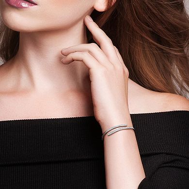 Stella Grace Sterling Silver Lab-Created White Sapphire Wrap Bangle Bracelet